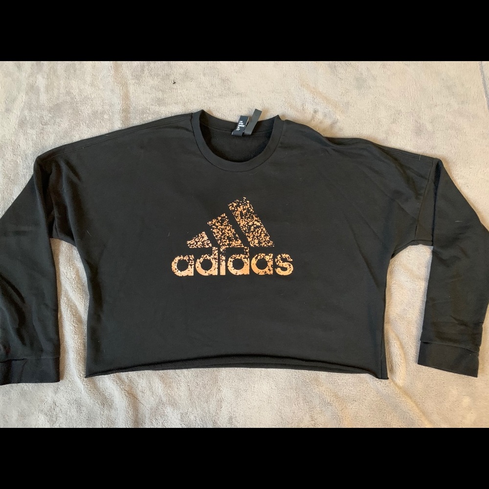 Black and Gold Adidas Cropped Sweater